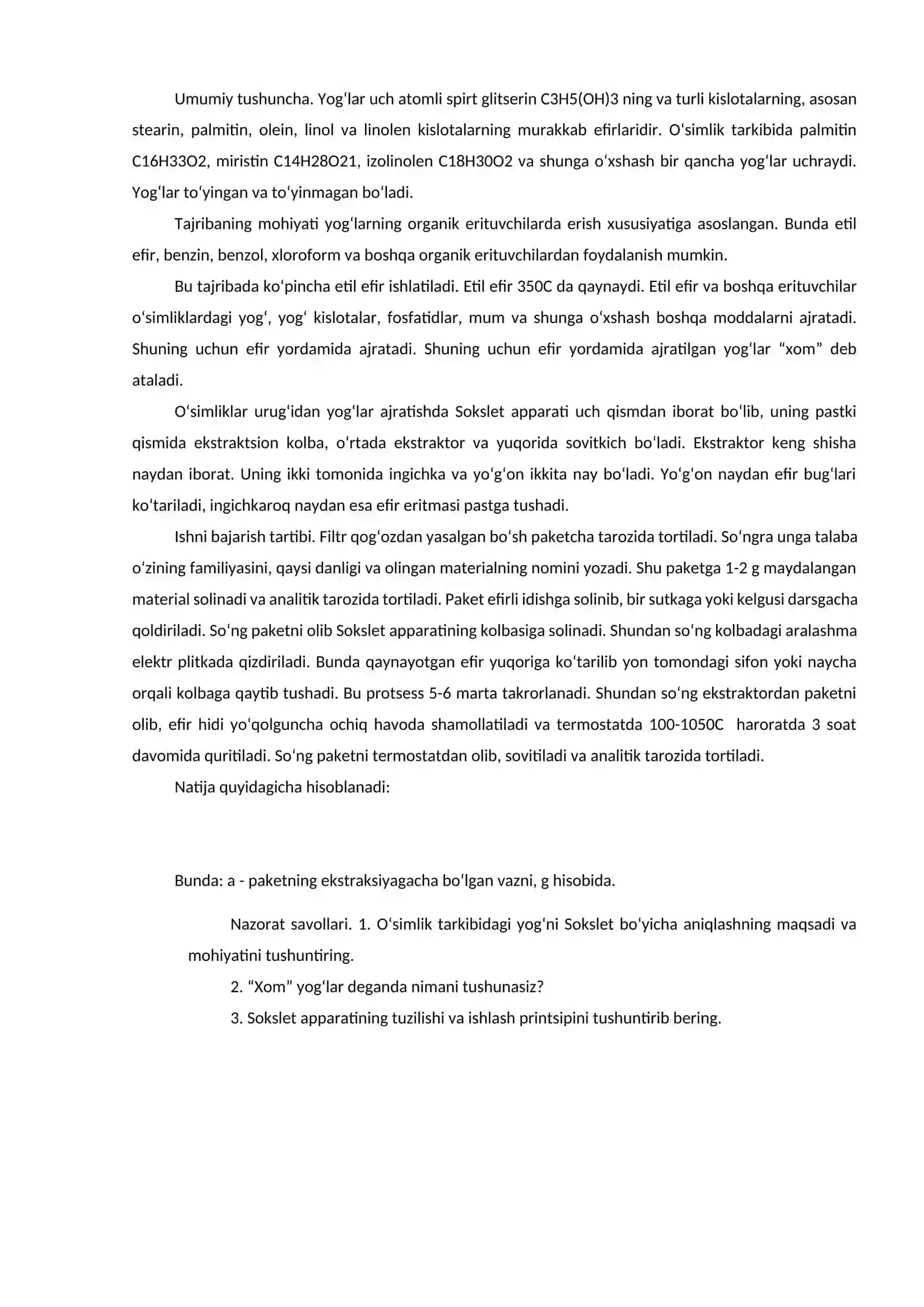 Soxhlet apparati ishlash printsipi 2