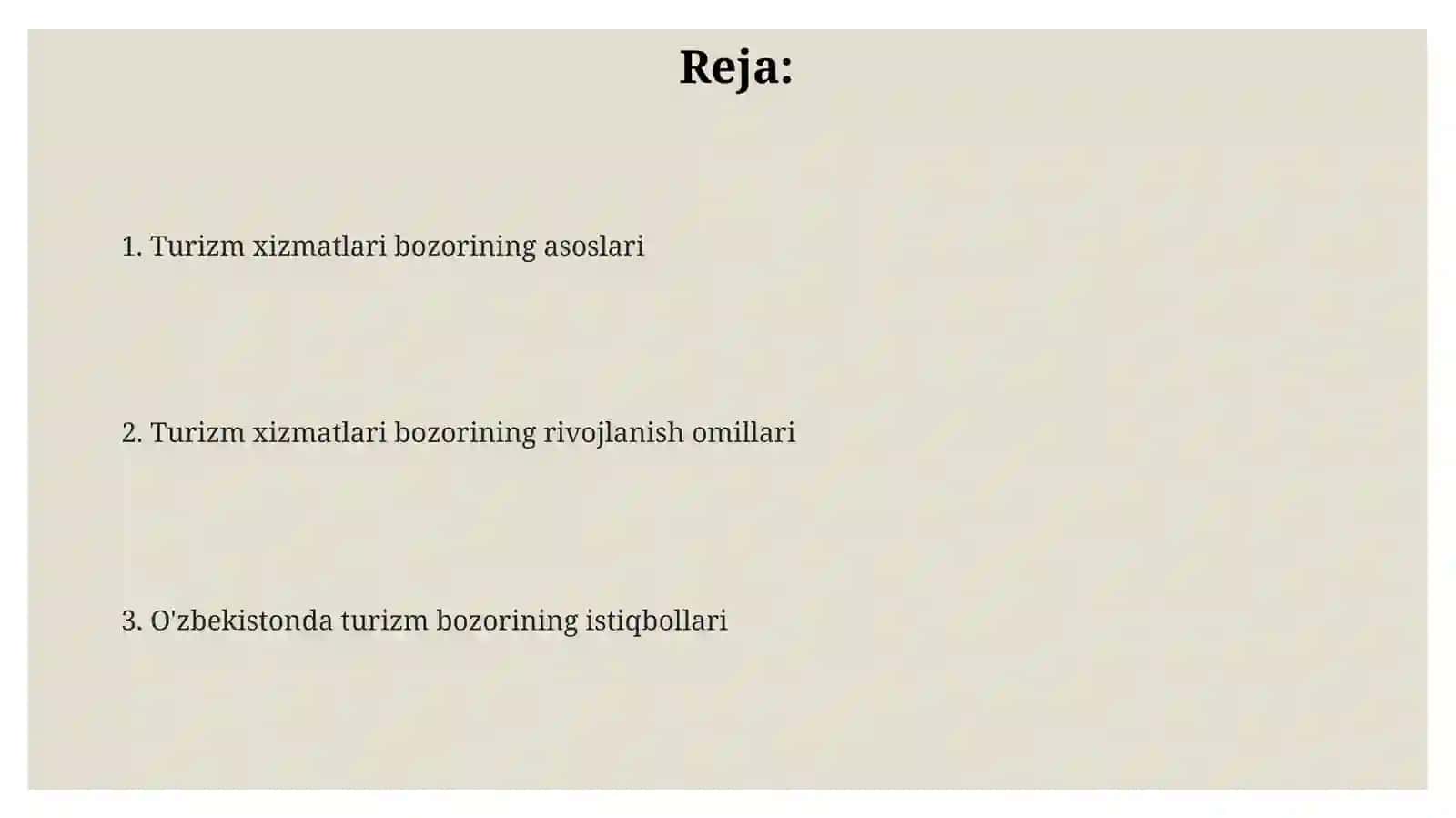 Turizm xizmatlari bozorining shakllanish jarayoni 2