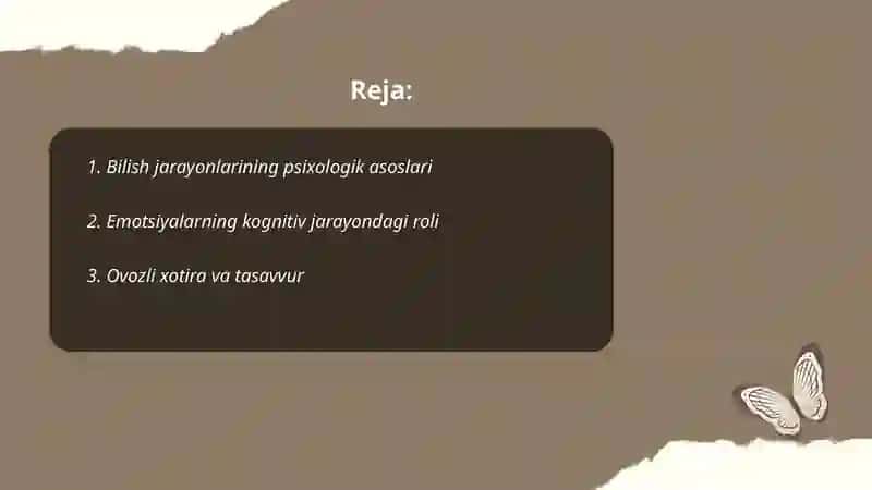 Bilish jarayonlari va emotsiyalar sezgi va idrik jarayonlari rivojlanishi 2