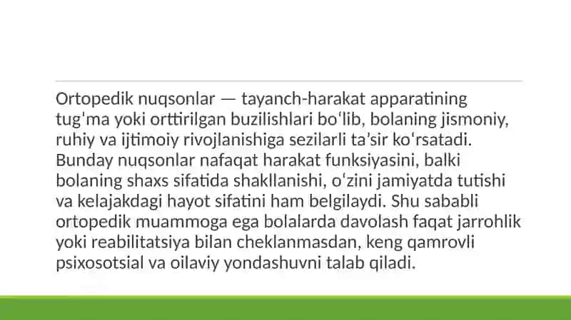 Ortopedik nuqsoni bolgan boolalarda psixosial qollab quvvatlash va oilaviy psixalagik parvarish 2