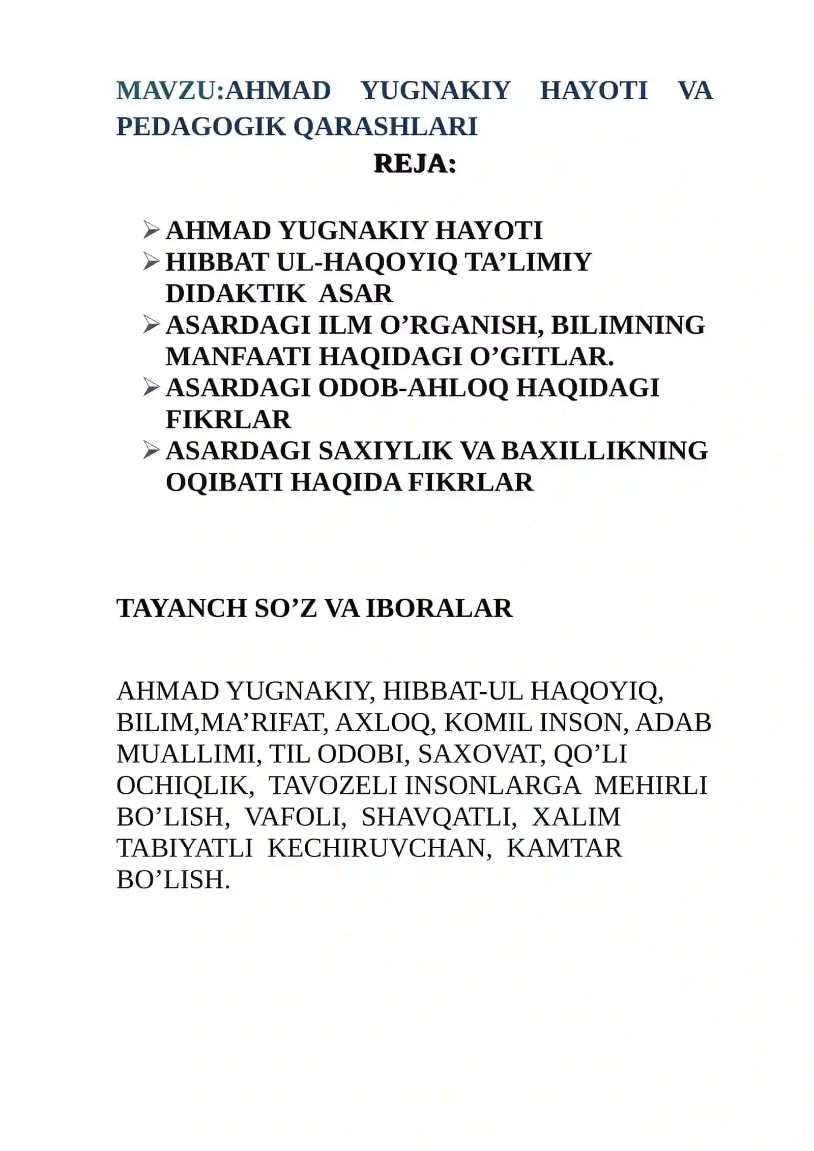 Ahmad Yugnakiy hayoti va pedagogik qarashlari 2