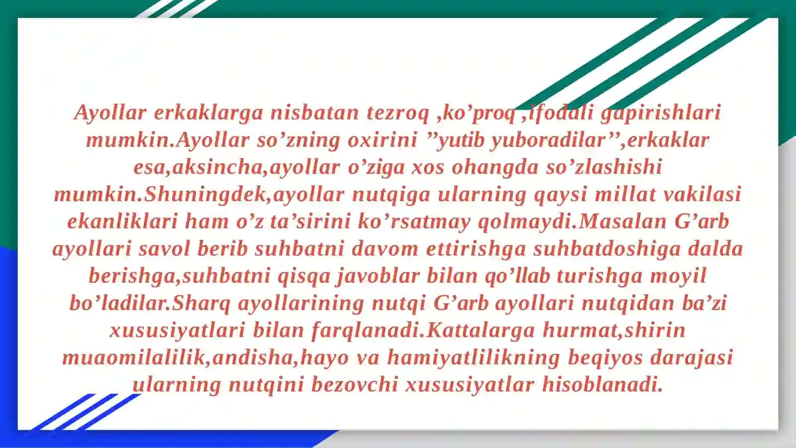 ayollar nutqi 2
