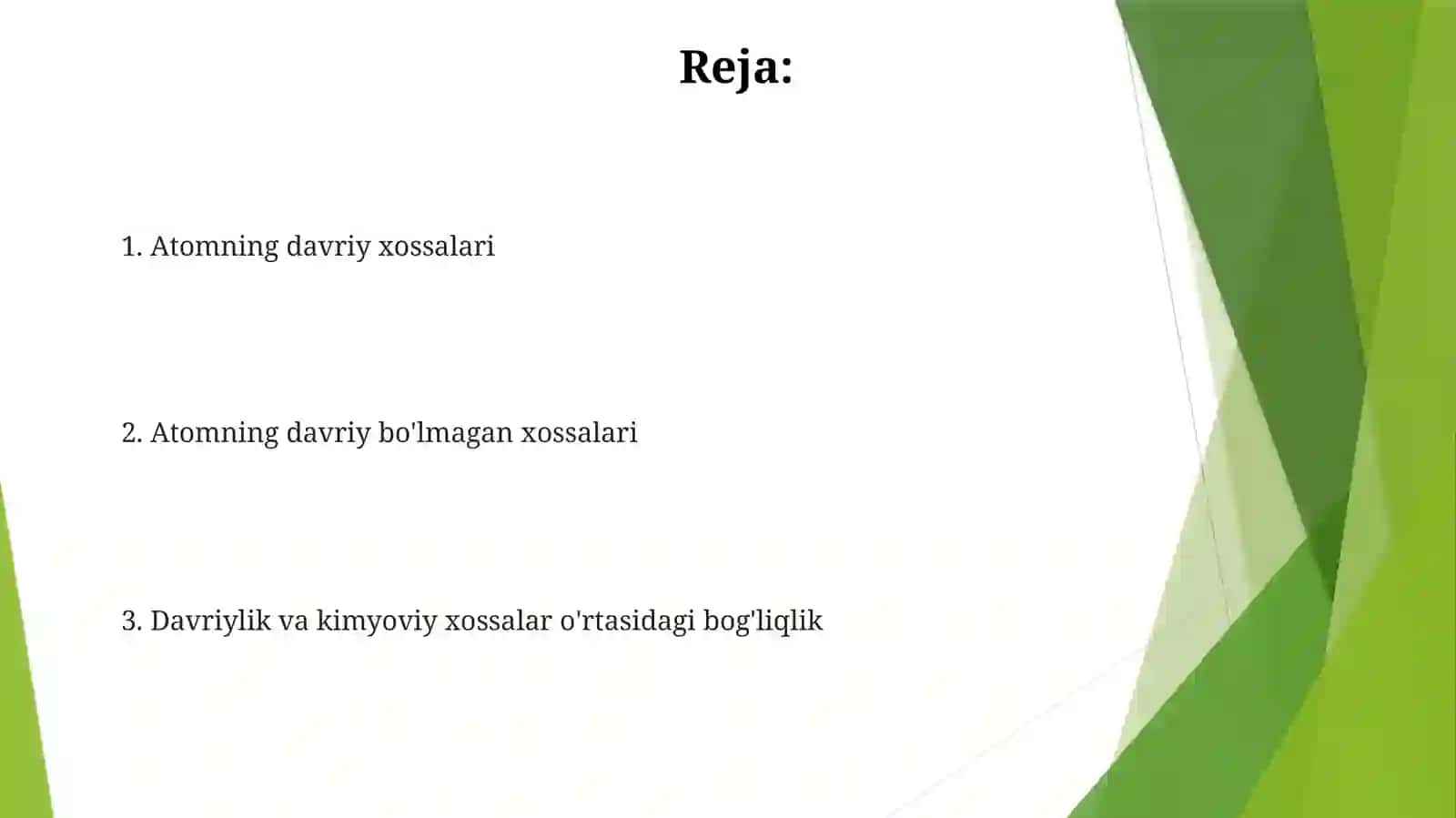 Atomlarning davriy va davriy boʻlmagan xossalari 2