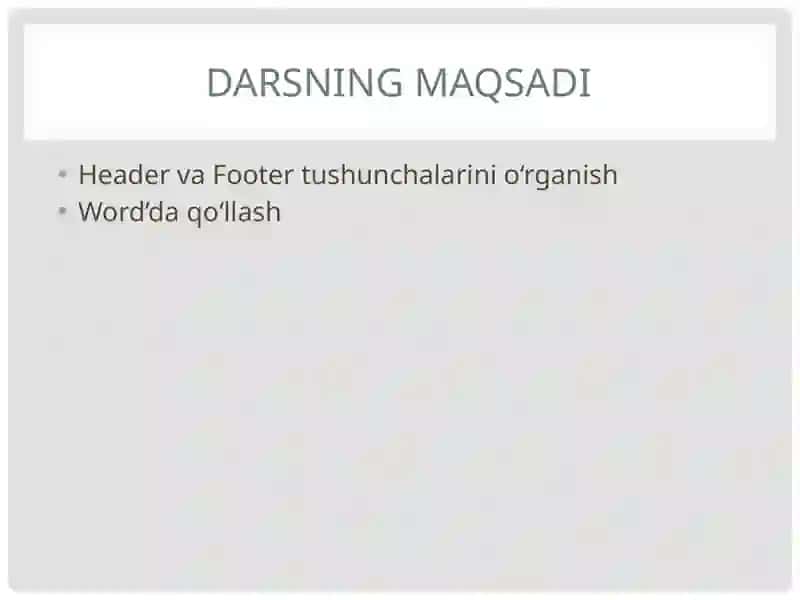 Header va Footer maydonlarini yaratish 2