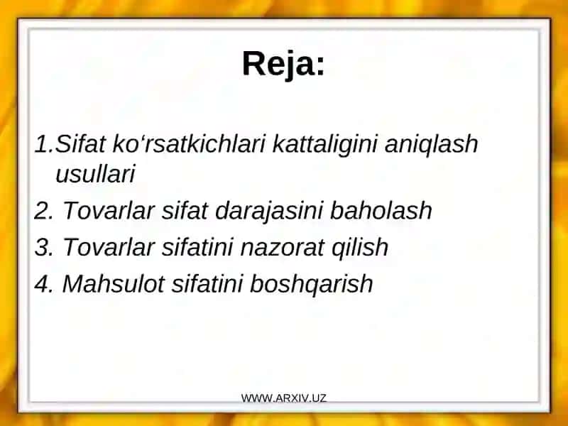Sifat ko‘rsatkichlari kattaligini aniqlash usullari 2