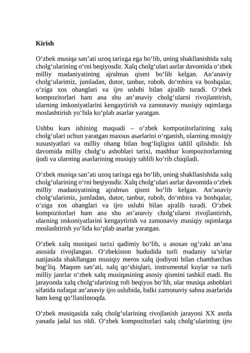 O'zbekiston kampazitorlarining xalq cholg'ulari uchun yaratgan maxsus asarlari 2