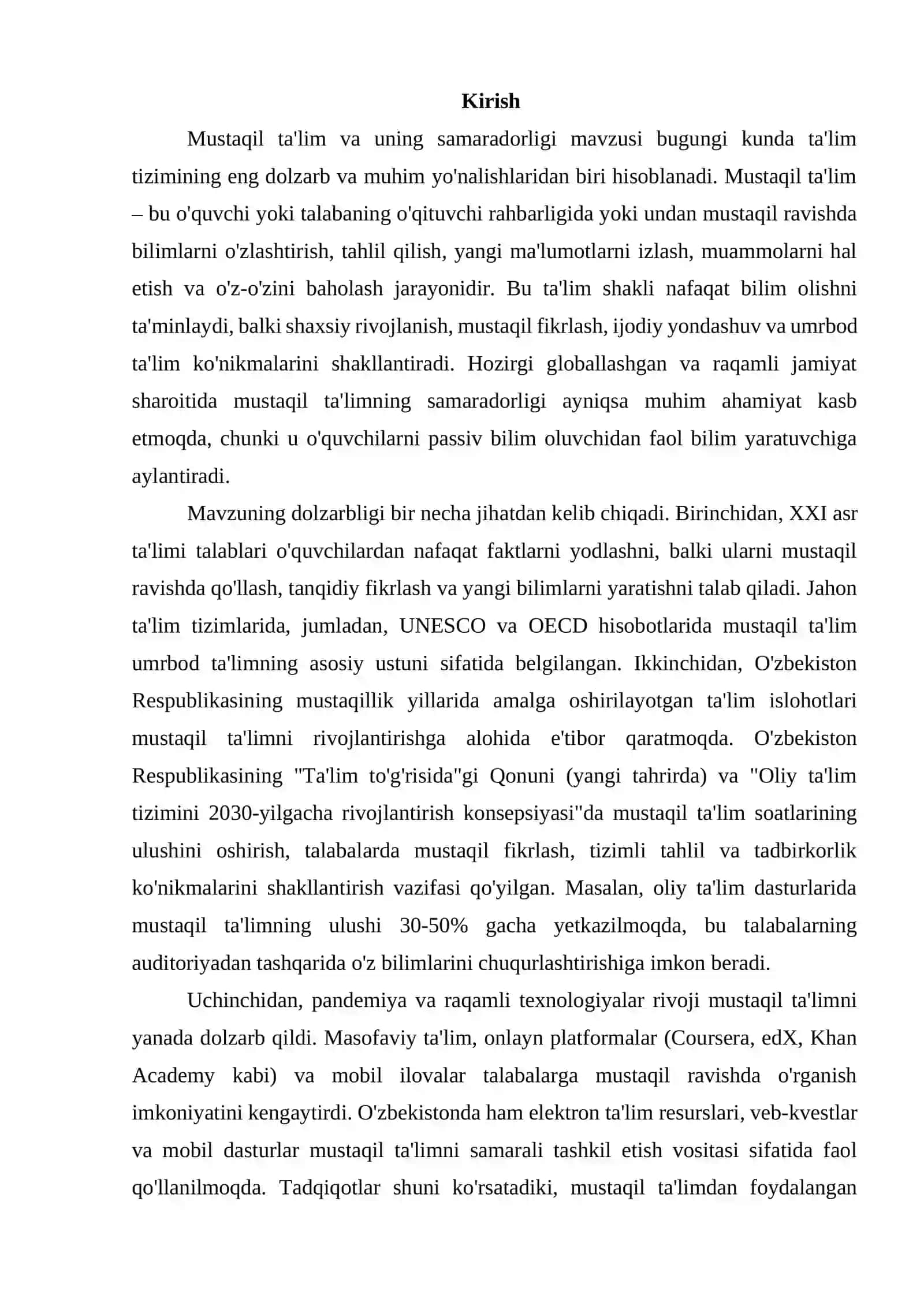 Mustaqil ta'lim va uning samaradorligi 2