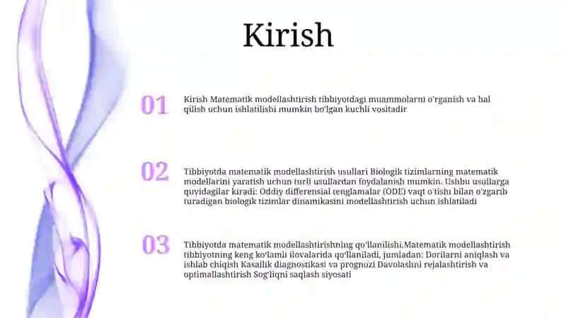 Tibbiyotda Matematik Modellashtirish Usullari OʻRganish 2