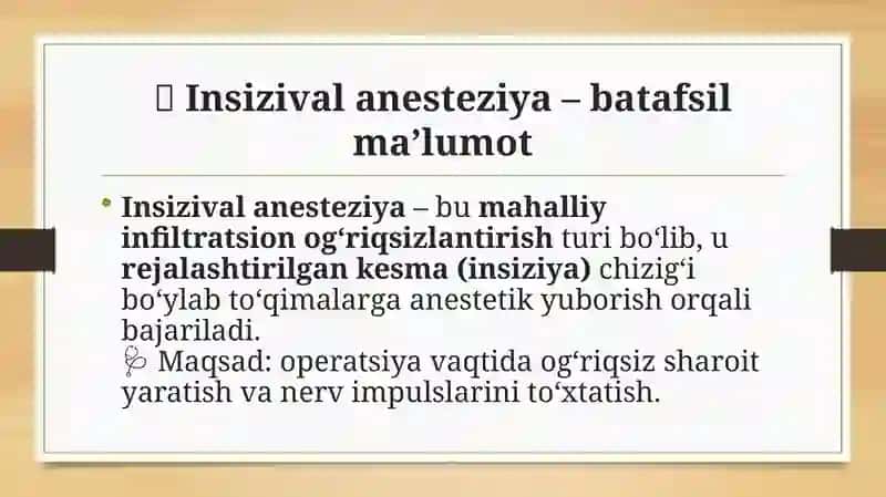 Insizival og`riqsizlantirishni og`iz ichi va tashqi usuli 2
