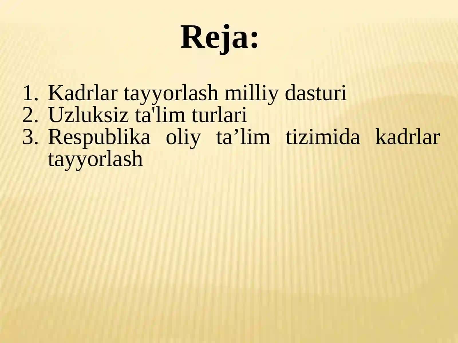 Kadrlar tayyorlash milliy dasturi 2