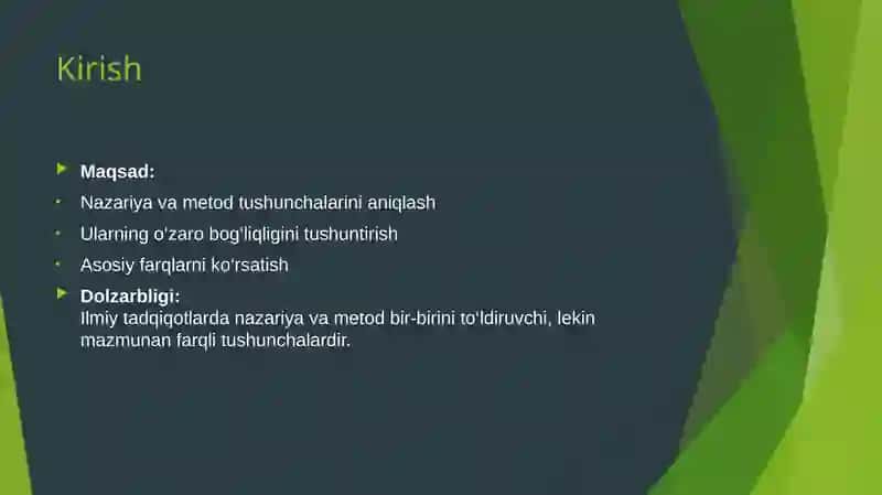 Nazariyavametodning asosiy farqlari 2