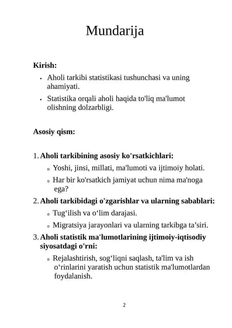 Aholi tarkibi statistikasi tushunchasi va uning ahamiyati 2
