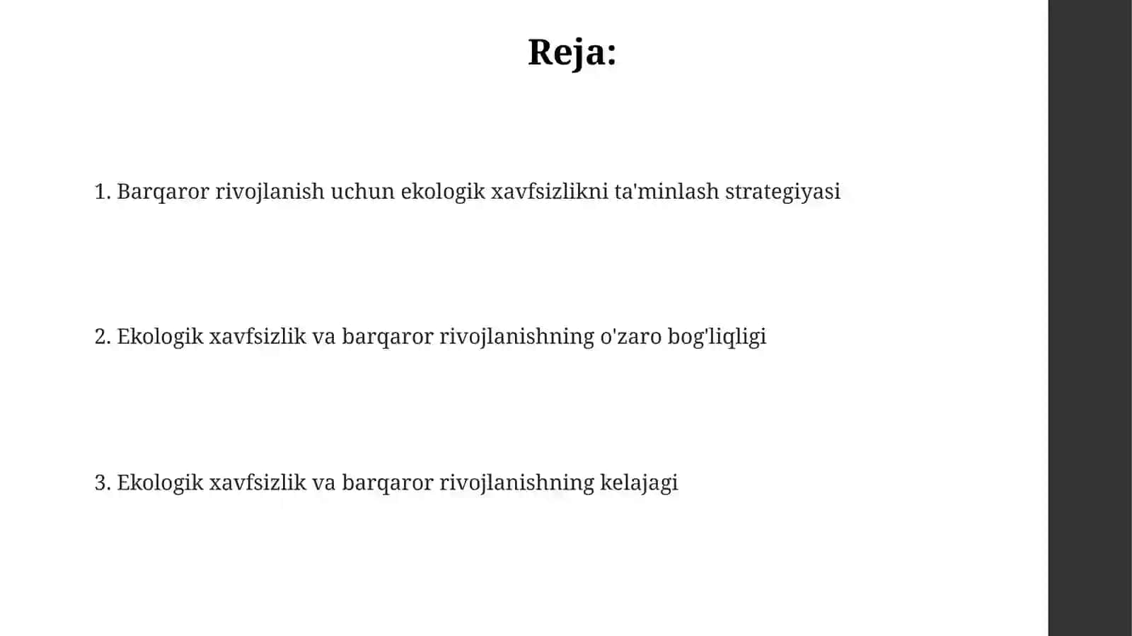 Ekologik xavfsizik va barqaror rivojlanish 2