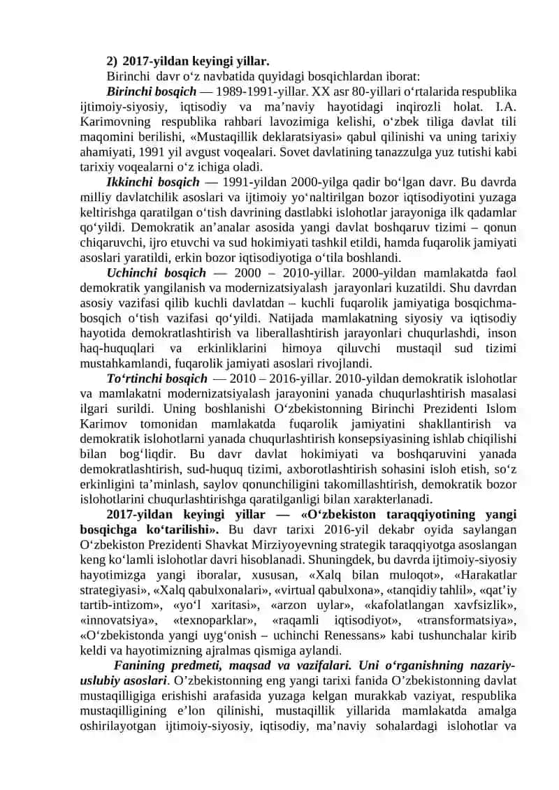O‘zbekistonning eng yangi tarixi 2
