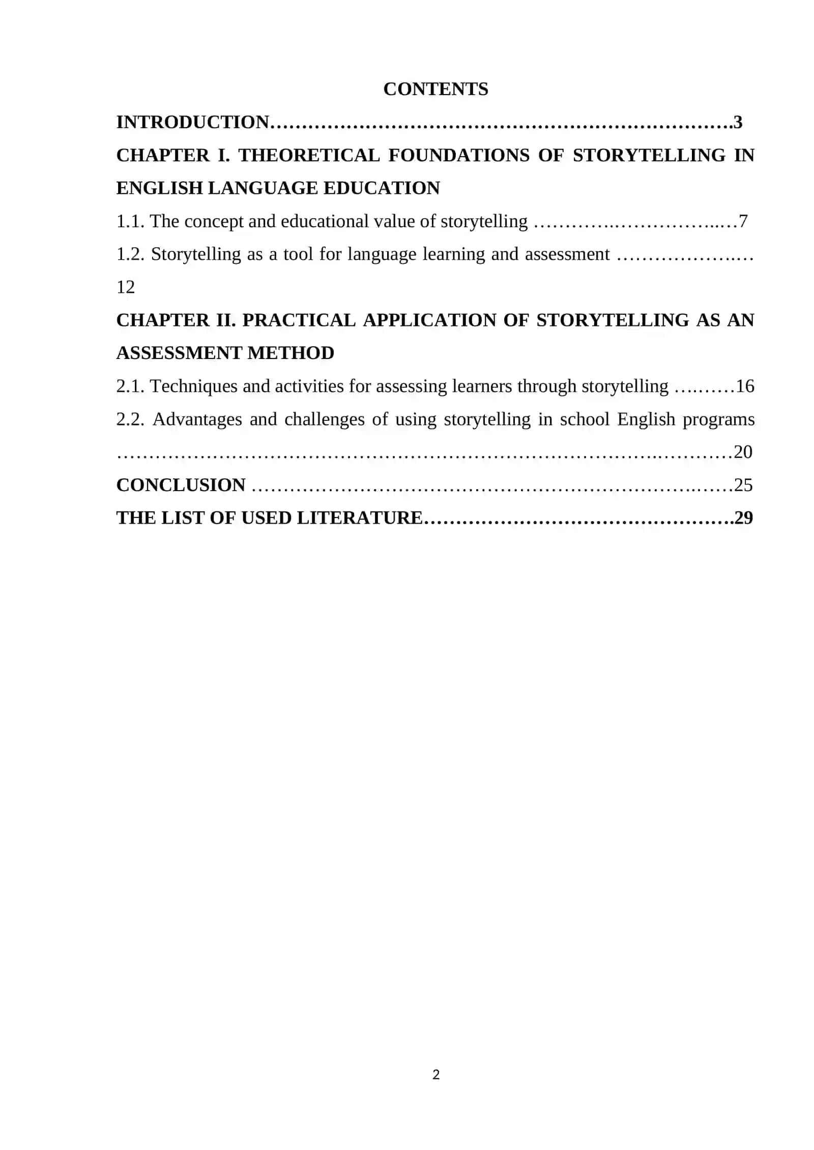 THE USE OF STORYTELLING AS AN ASSESSMENT METHOD IN SCHOOL ENGLISH PROGRAMS 2