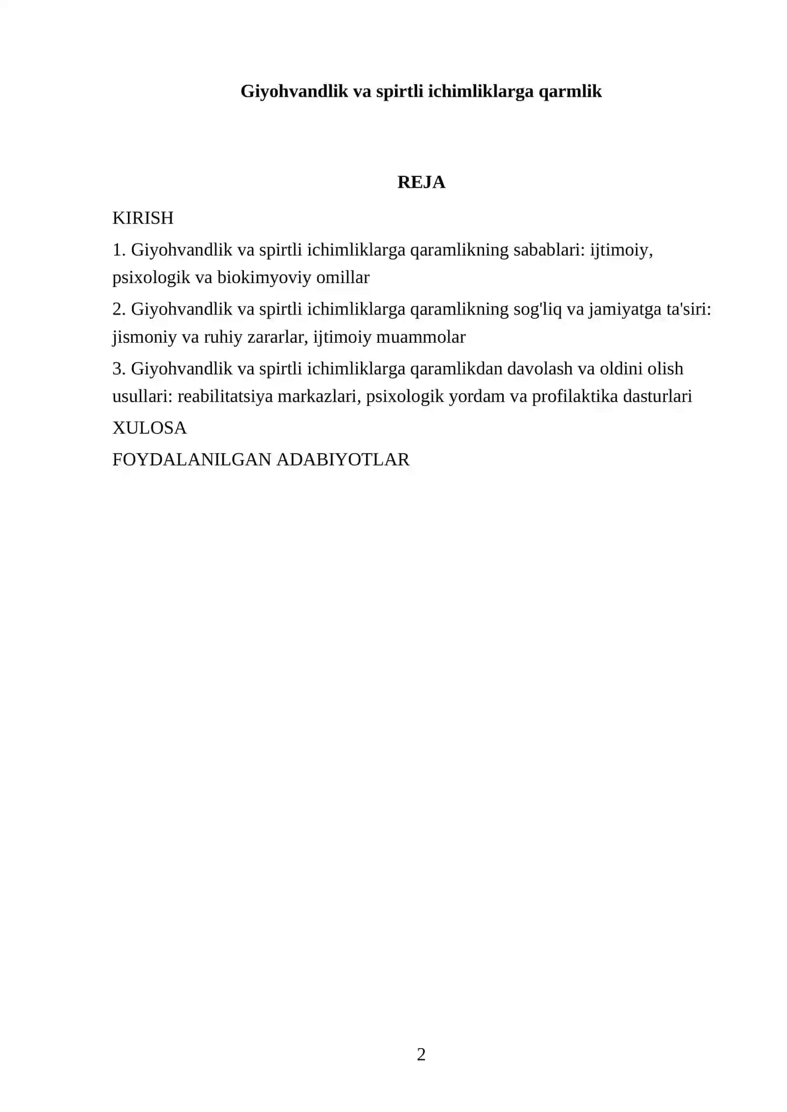 Giyohvandlik va spirtli ichimliklarga qarmlik 2
