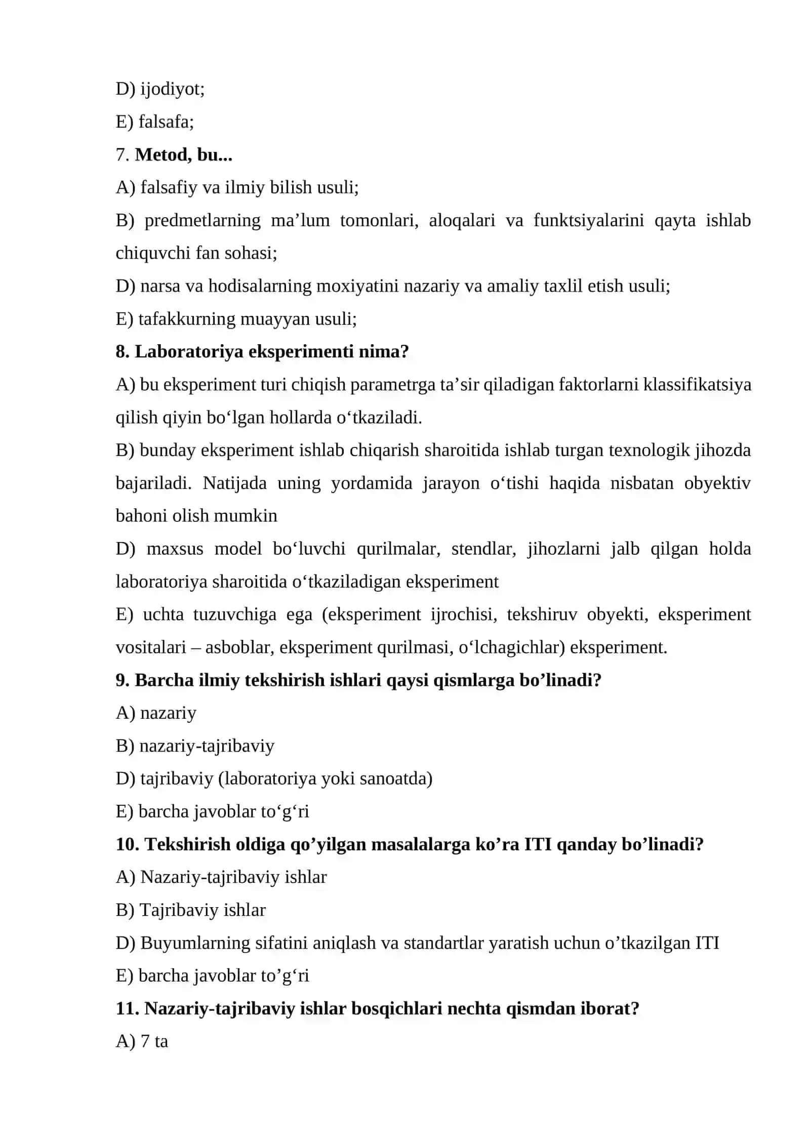TESTLAR mashinasozlik patent va h.k boshqa mavzular boyicha 2