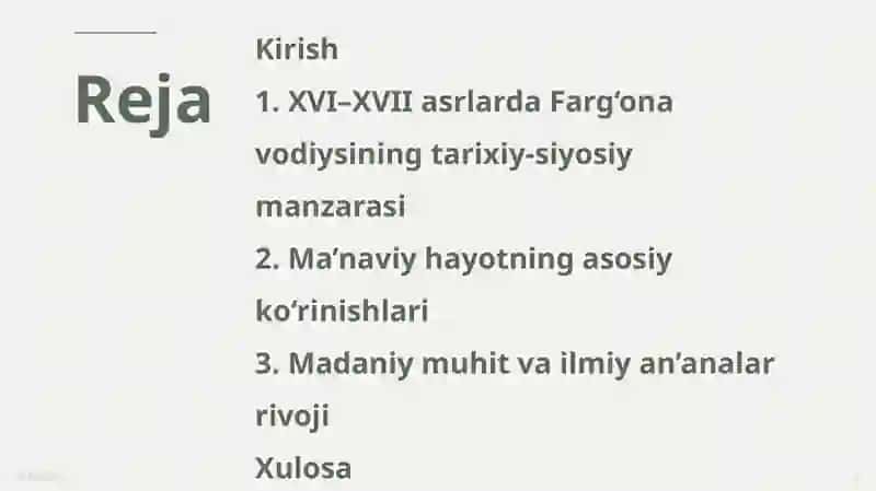 XVI–XVII ASRLARDA FARG‘ONA VODIYSIDA MADANIY-MA’NAVIY HAYOT VA ILMIY MUHIT 2