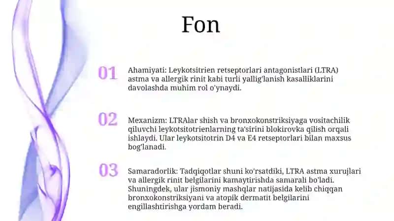 Leykotrien Receptorlarga Tasir Etuvchi Vositalar 2