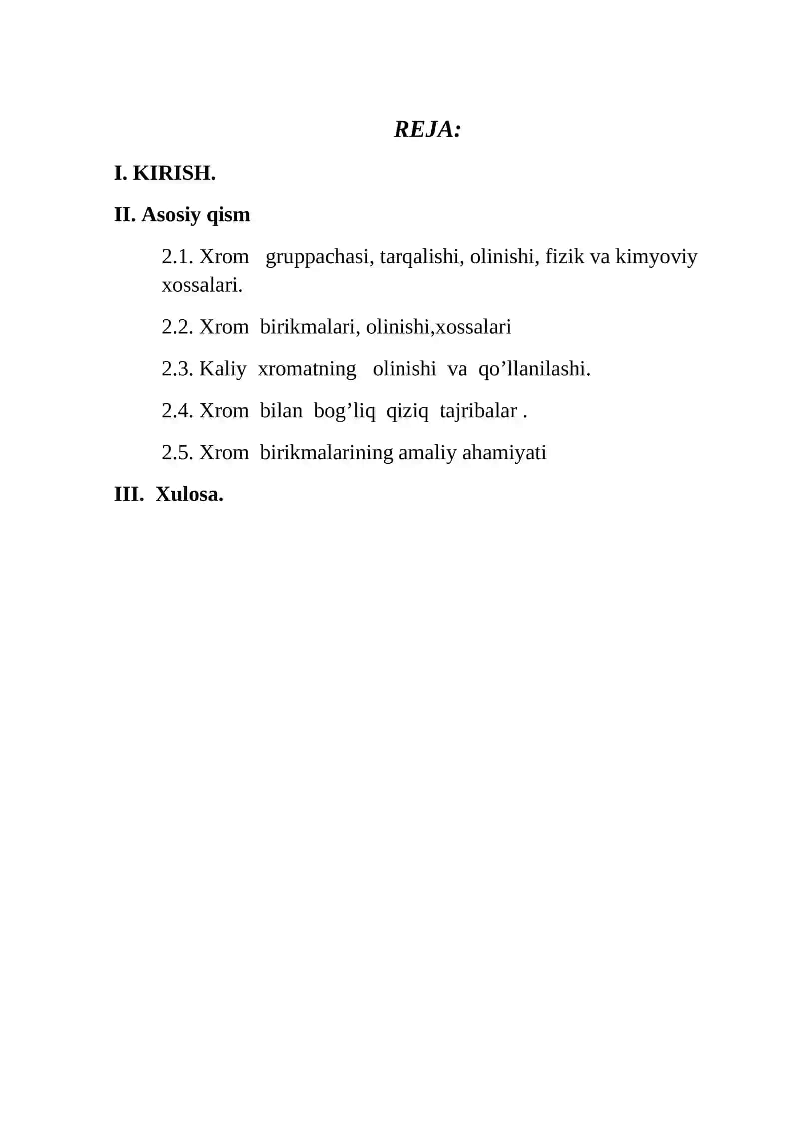 Kaliy xromatning olinishi va xossalari 2