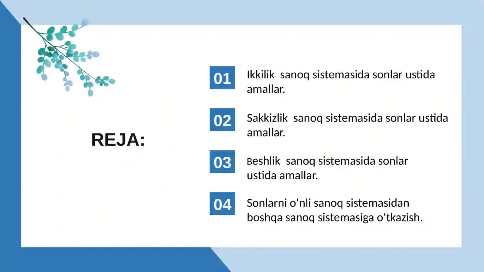 O'ndan farqli pozitsion sanoq sistemalari 2