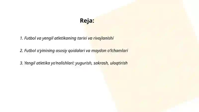 Futbol va yengil atletika boʻyicha taqdimot 2
