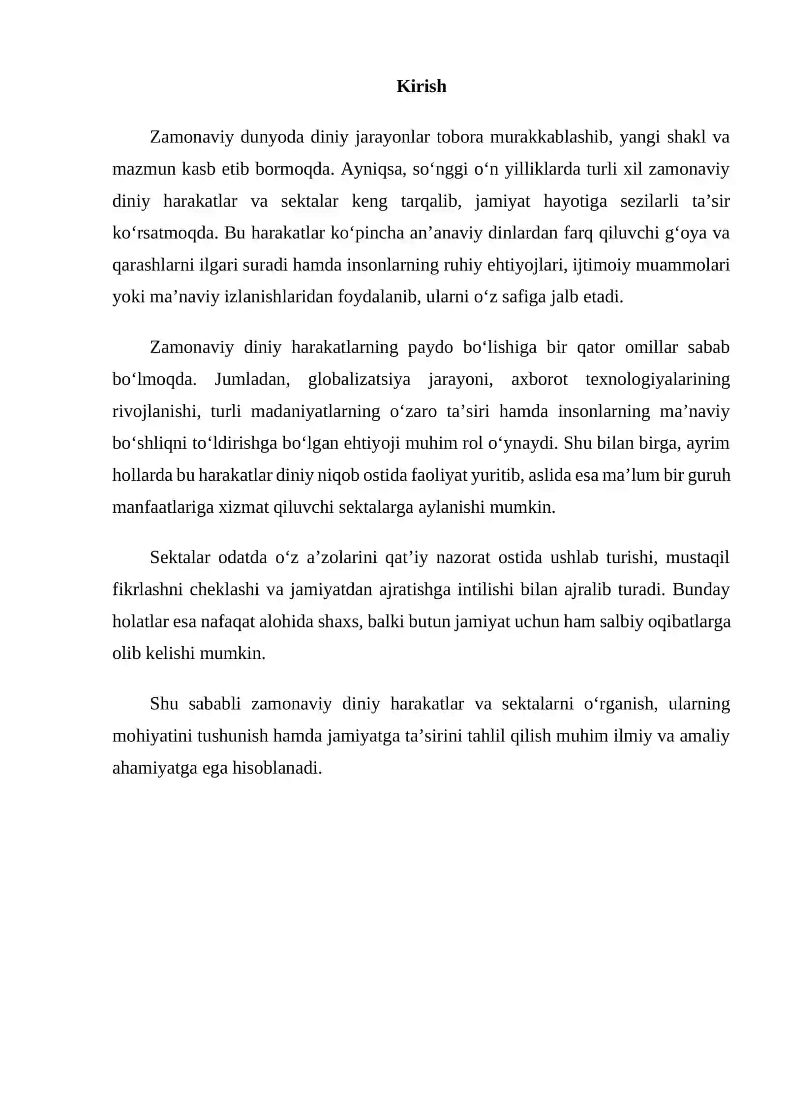 Zamonaviy diniy harakatlar va sektalar 2
