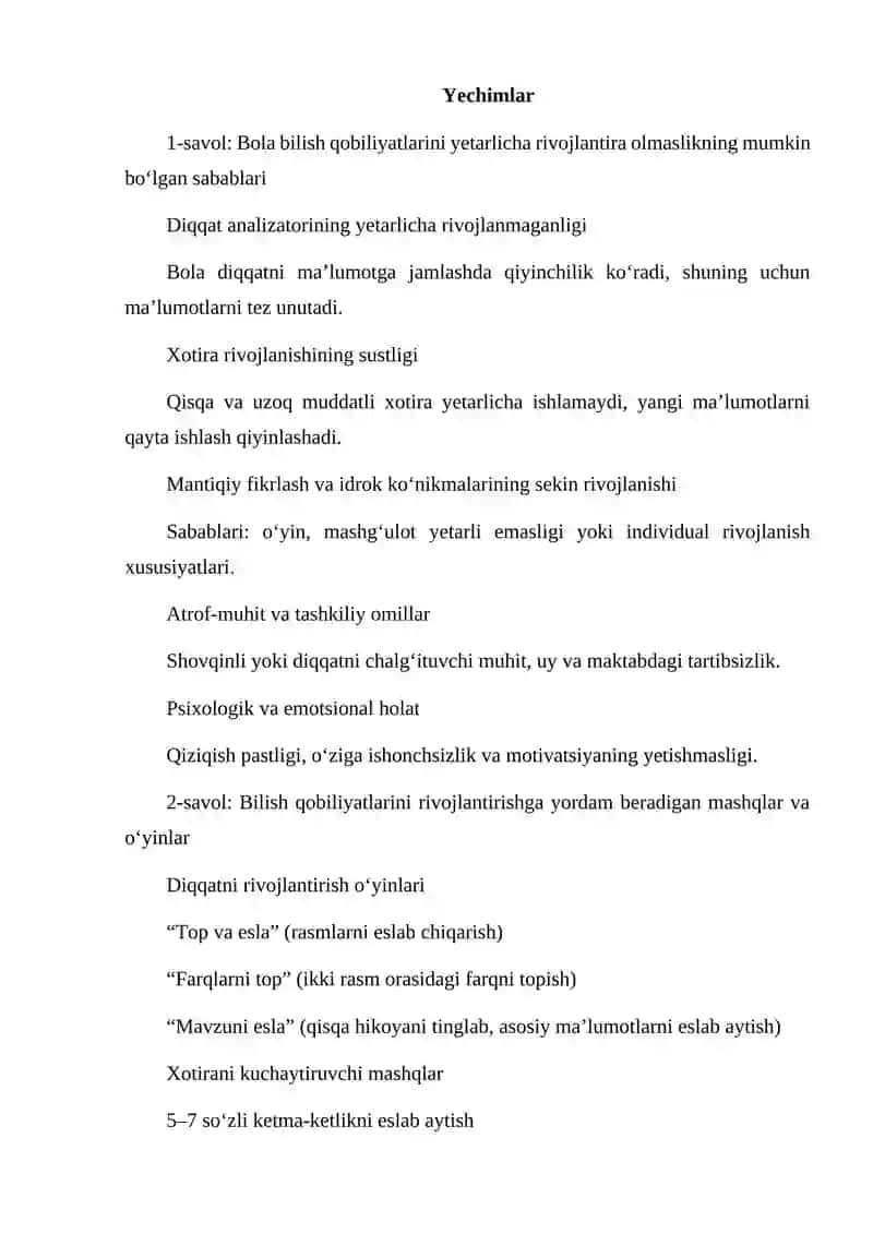 Bolada bilish qobiliyatlarining rivojlanishi 2