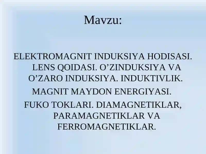 ELEKTROMAGNIT INDUKSIYA HODISASI 2