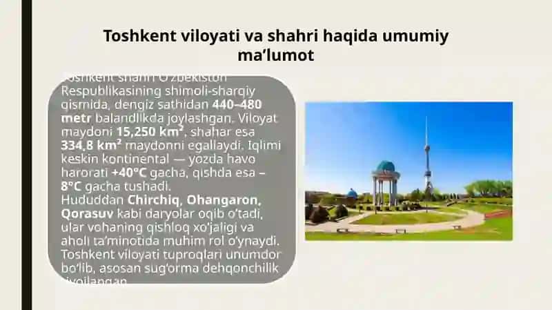Toshkent viloyatining turistik resurslari 2