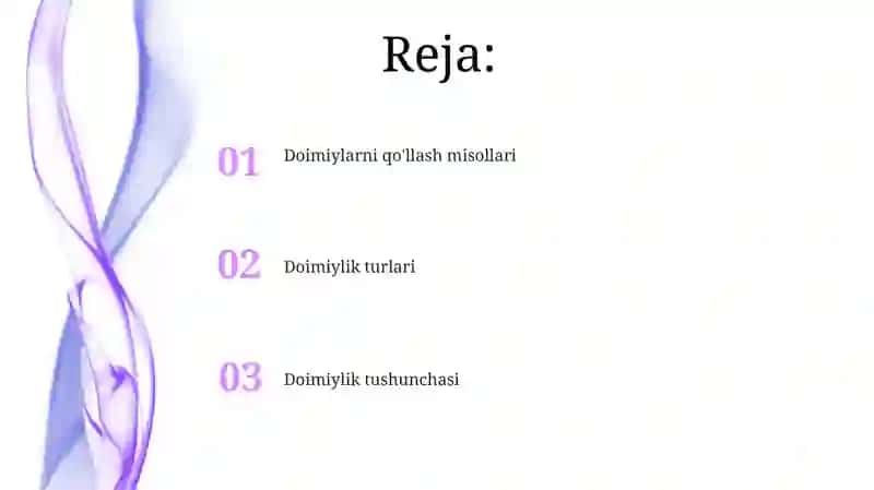 Doimiylar va o'zgaruvchilar 2