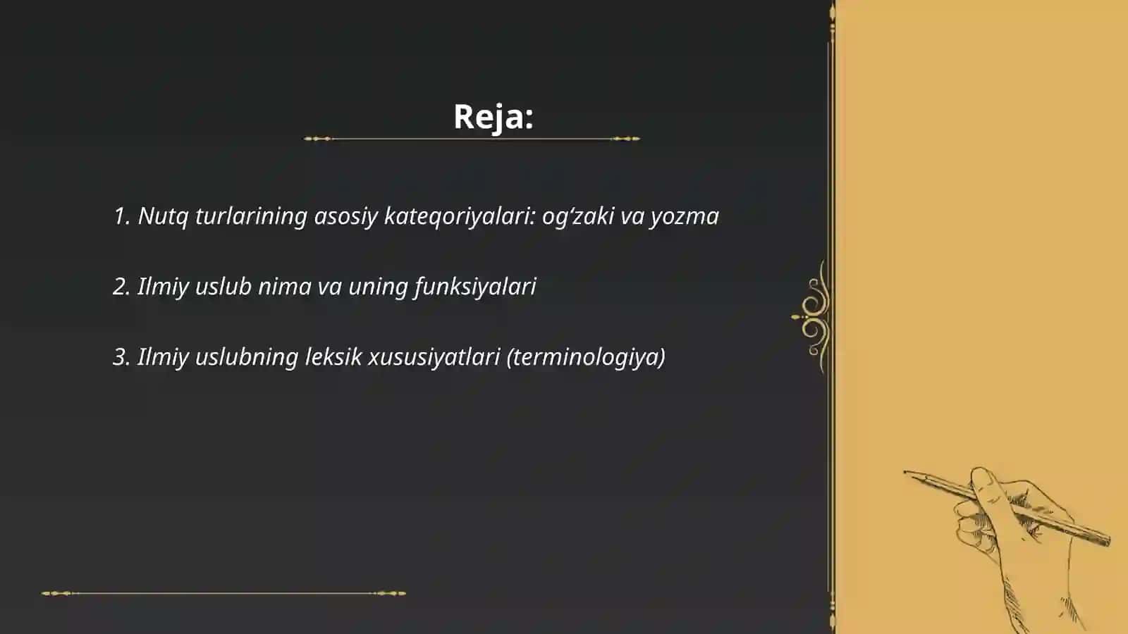 Nutq turlari.Ilmiy uslubga xos xususiyatlar 2