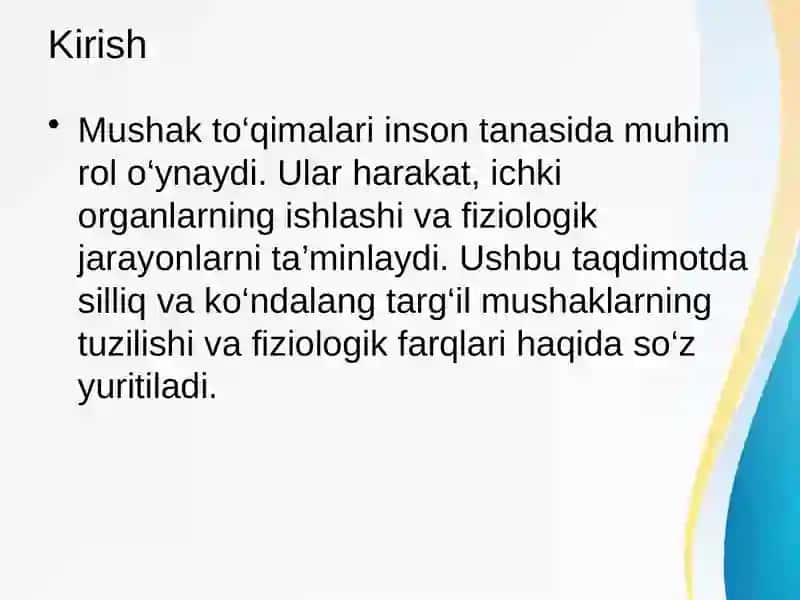 Silliq va Ko‘ndalang Targ‘il Mushaklarning Fiziologik Farqlari 2