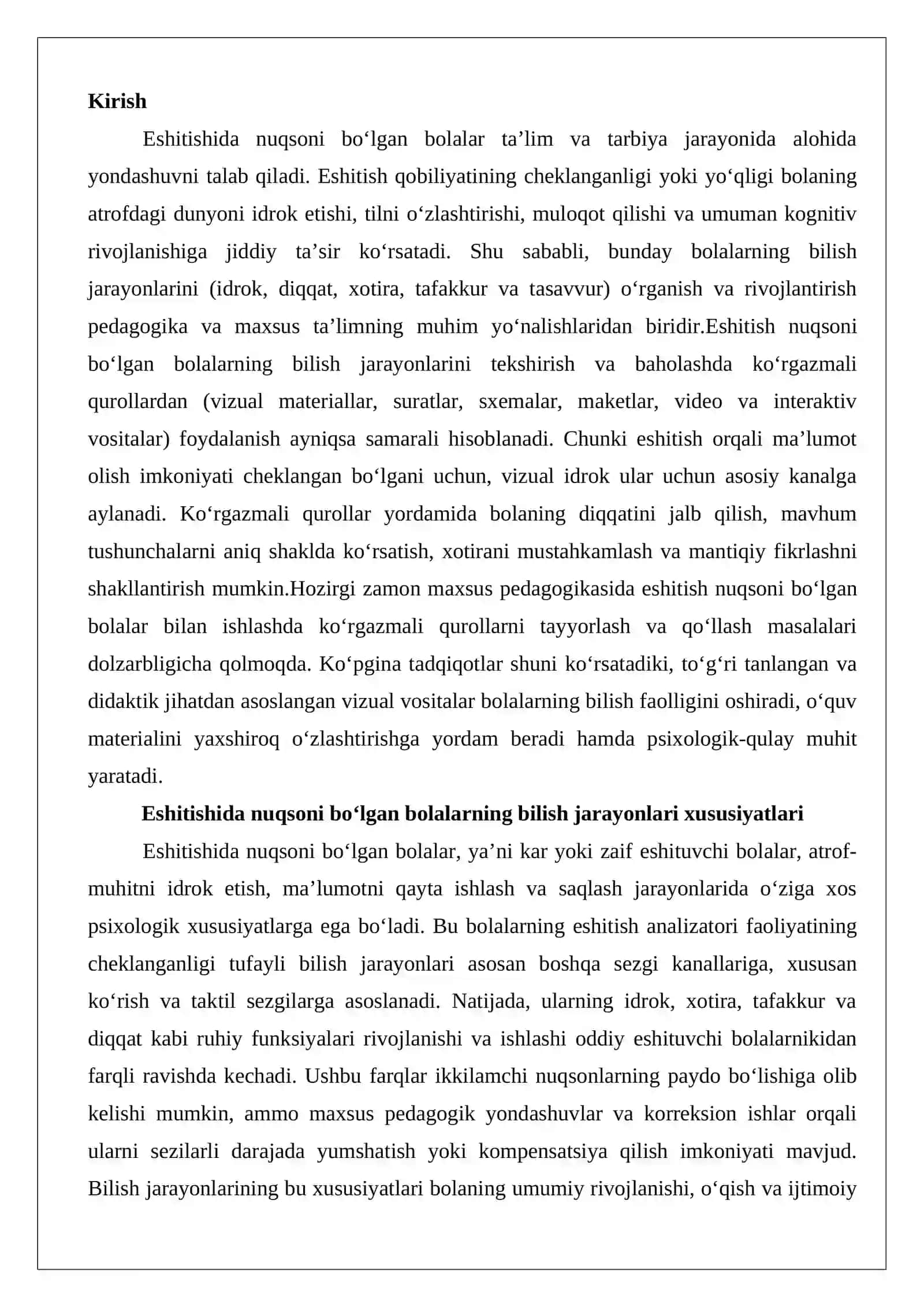 Eshitishida nuqsoni bo‘lgan bolalarni bilish jarayonlarini tekshirish bo‘yicha ko‘rgazmali qurollar tayyorlash 2