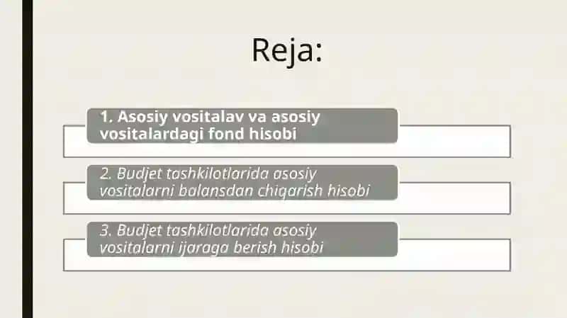 Asosiy Vositalar Hisobi 2