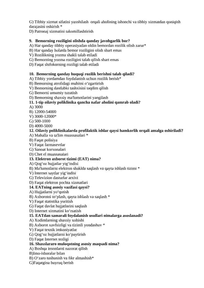 Tibbiyot argos test 2