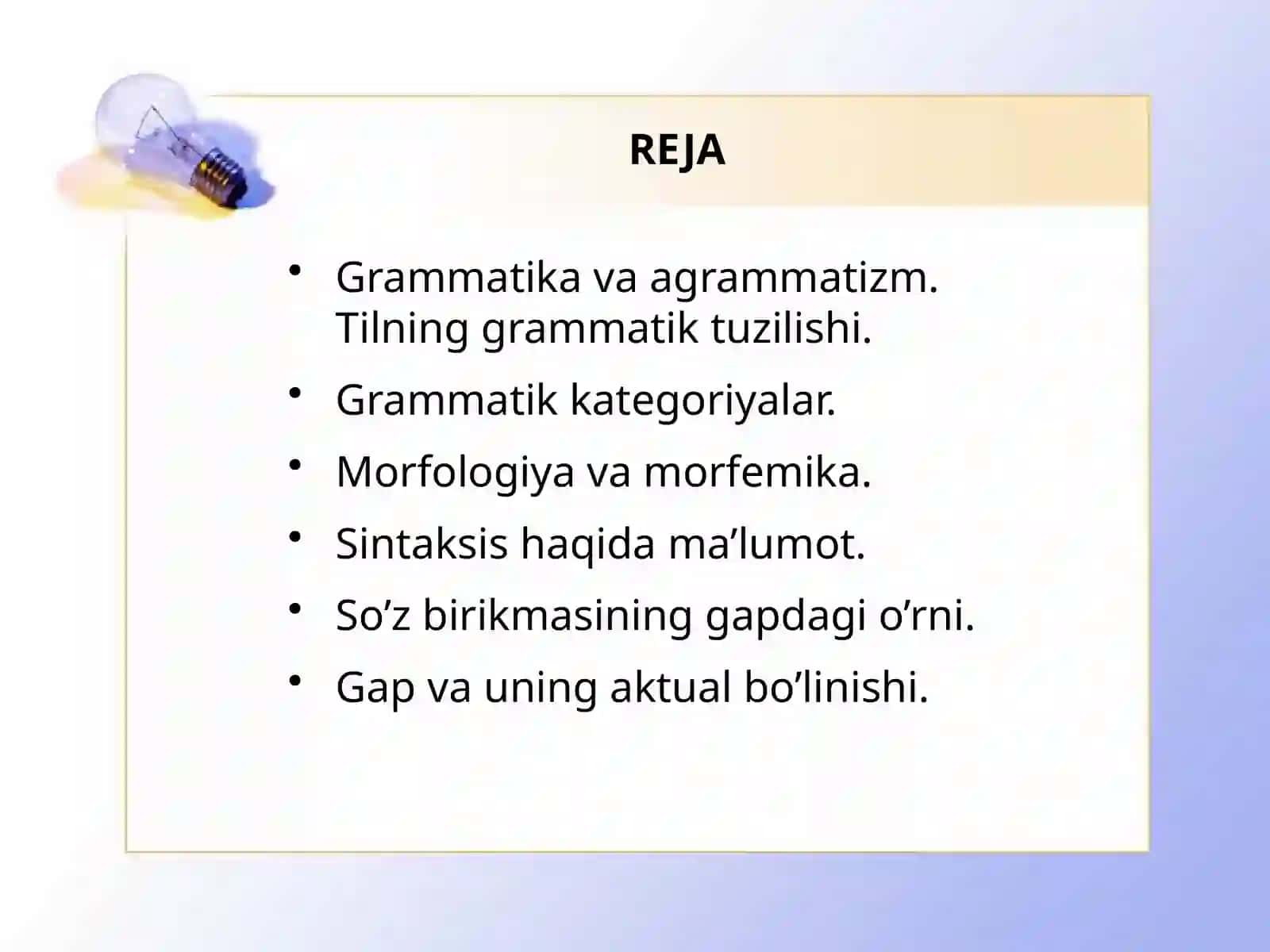 GRAMMATIKA. MORFOLOGIYA VA SINTAKSIS 2