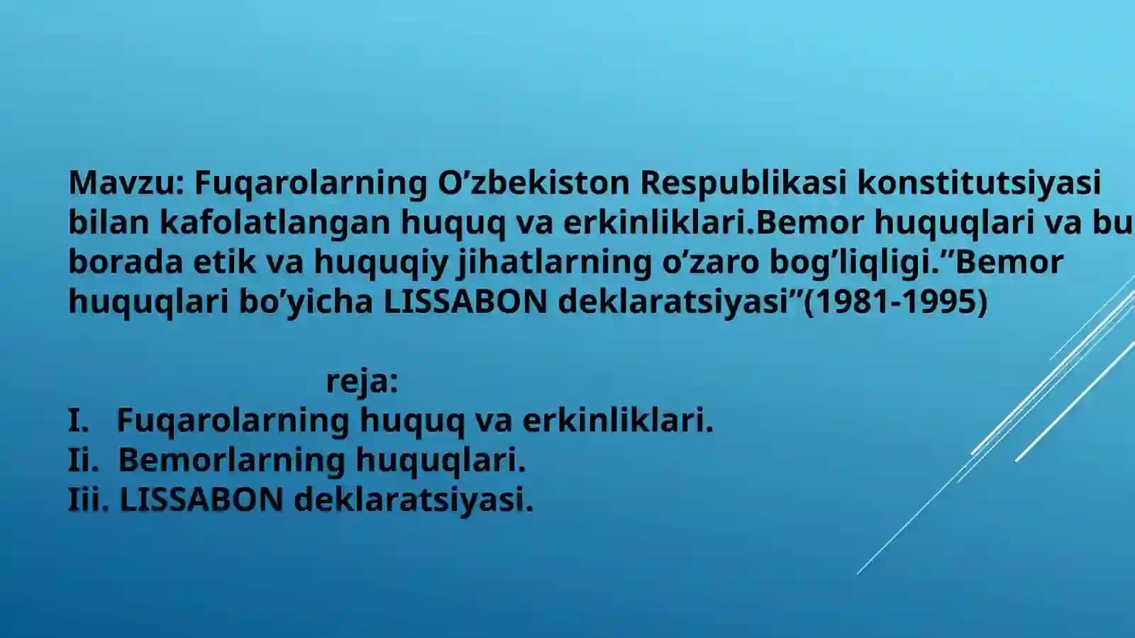 Bioetika fanida tayyorlagan prezatsiya 2