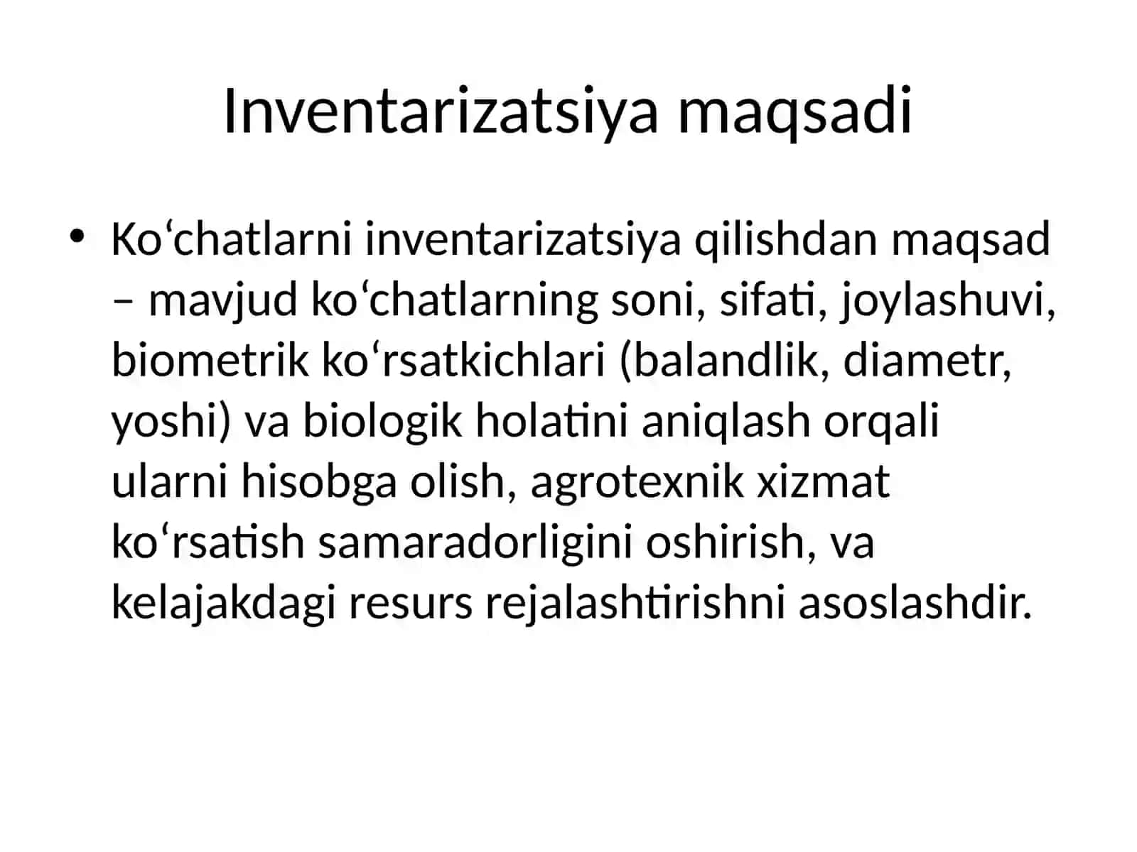 Ko‘chatlarni inventarizatsiyasi 2