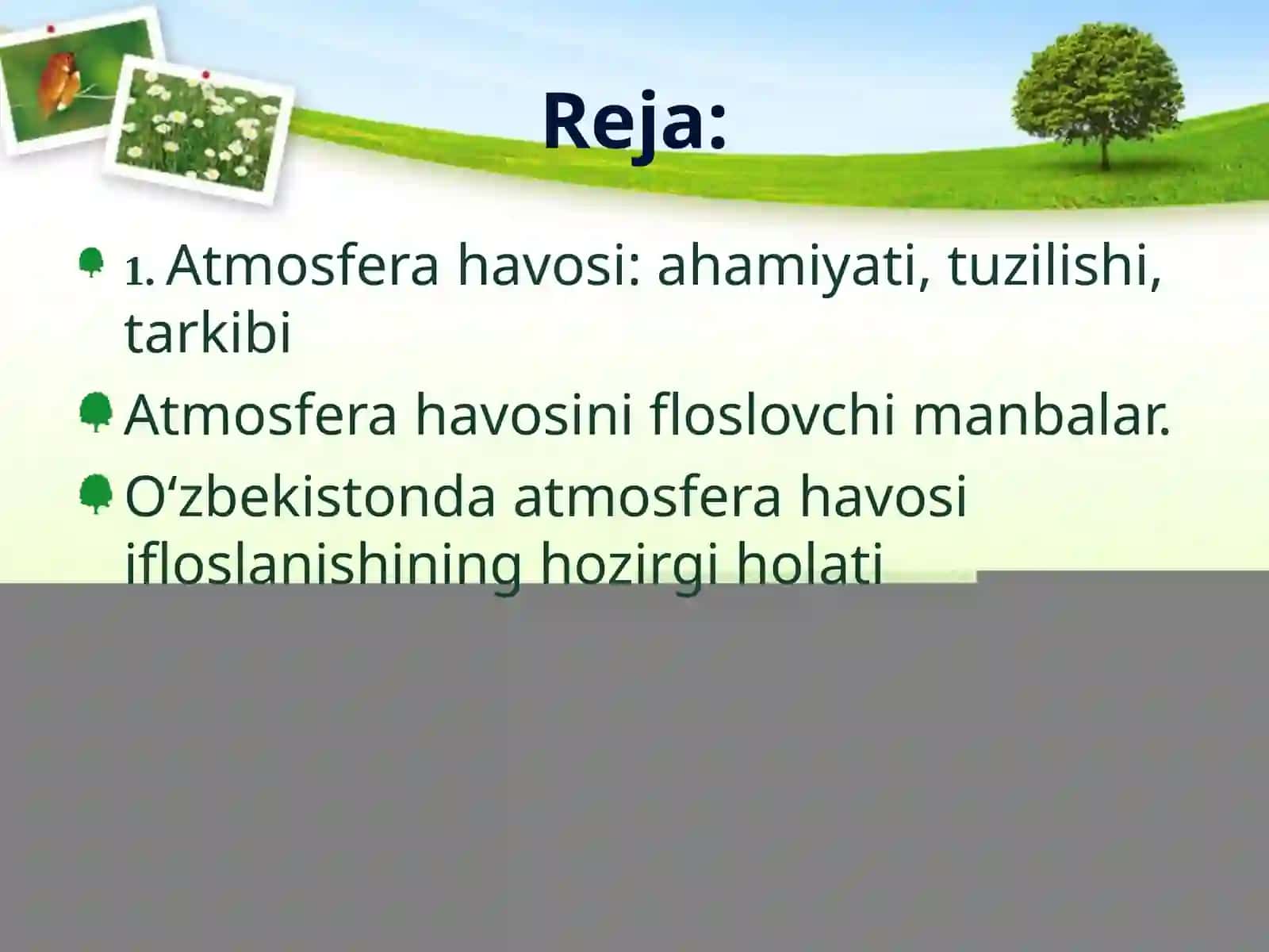 Atmosfera havosi ahamiyati, tuzilishi, tarkibi va uni ifloslovchi manbalar 2