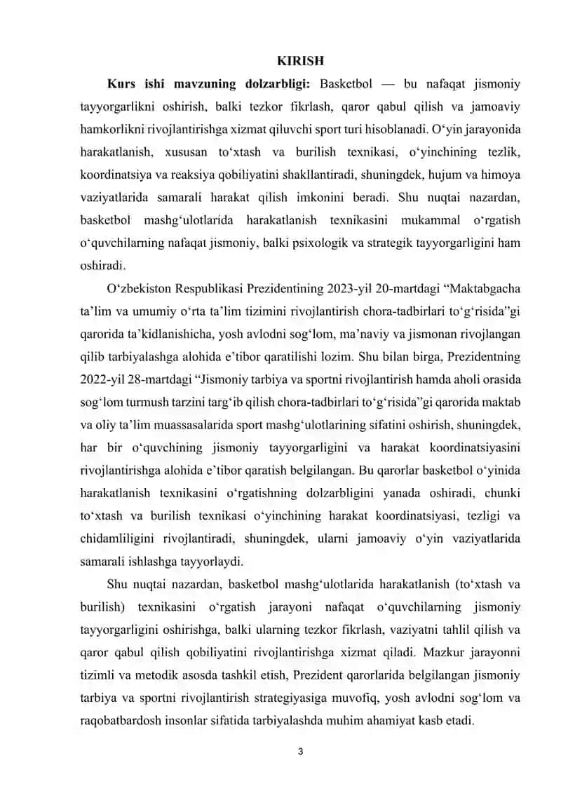 Basketbol o‘yinida harakatlanish ( to‘хtаsh, burilish) texnikasini oʻrgatish 2