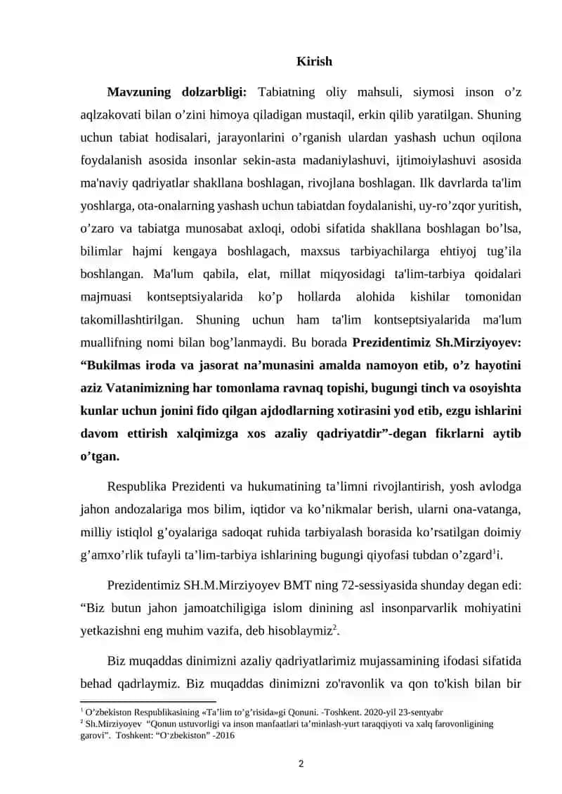 Tarixiy me’roslarimizning farzand kamolotida  tutgan ahamiyatini ilmiy-nazariy jihatdan 2