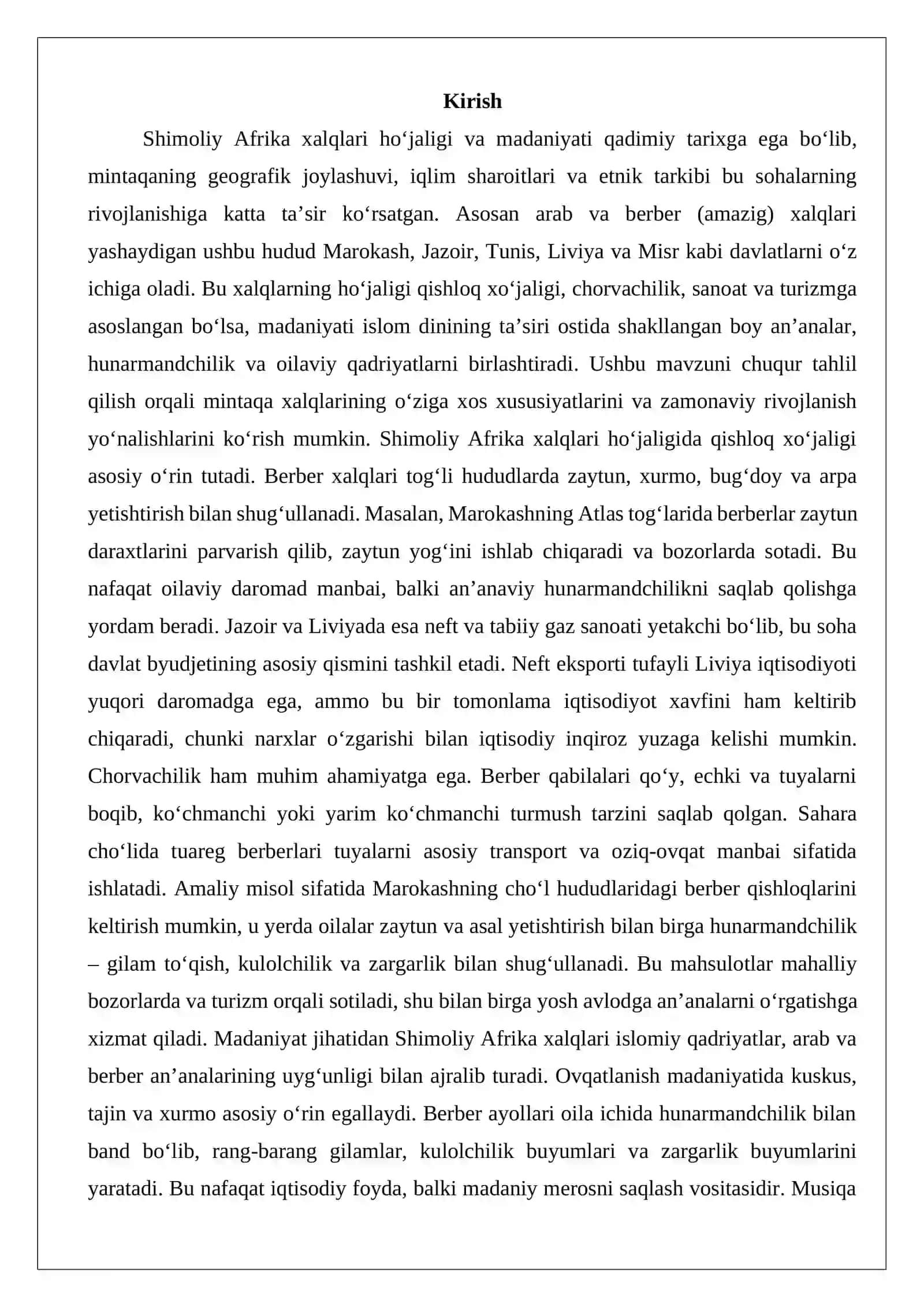 Shimoliy Afrika xalqlari hoʻjaligi va madaniyati 2