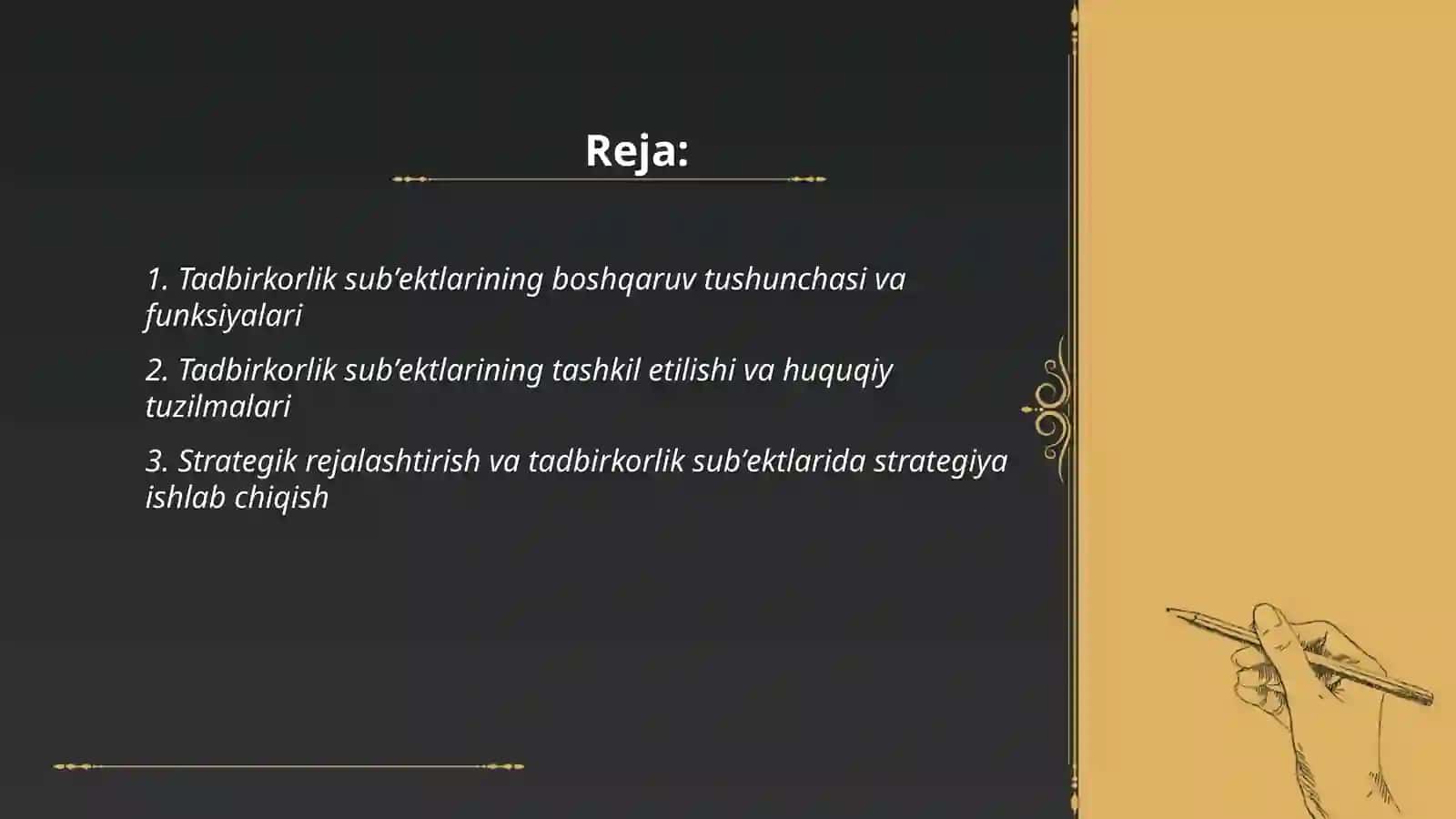 Tadbirkorlik subʼektlarini boshqaruv asoslari 2