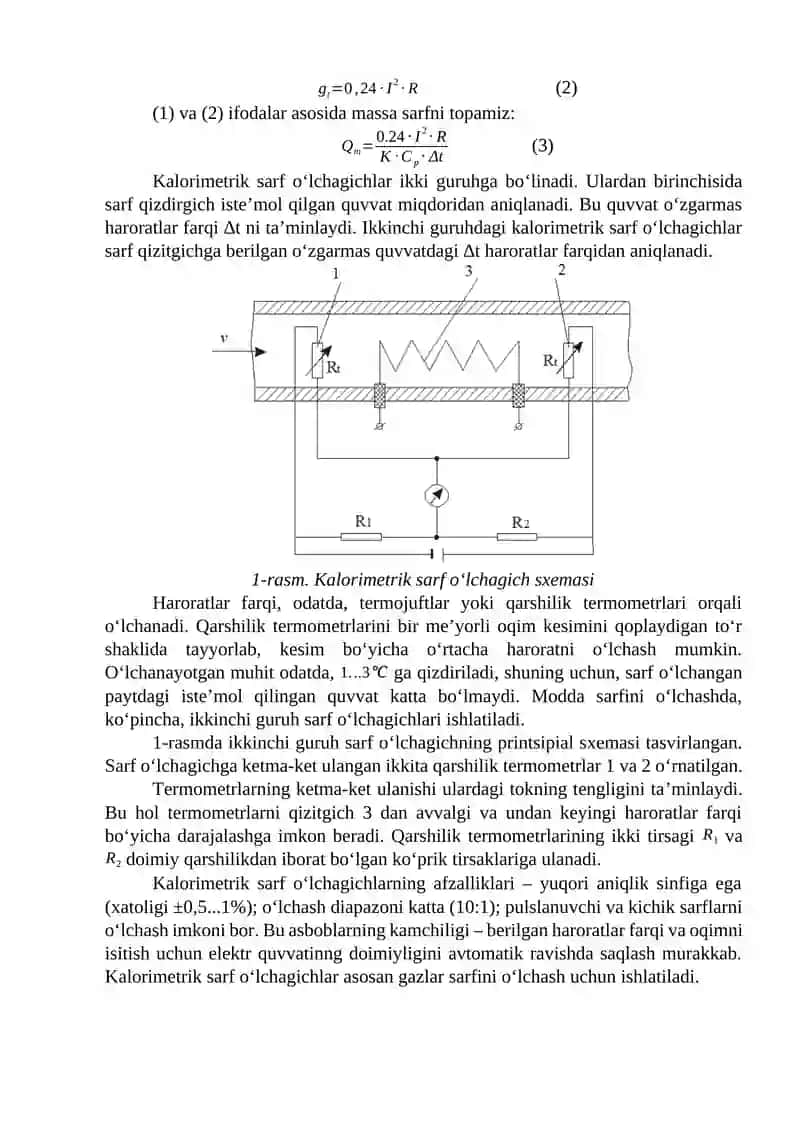 Issiqlik (kalorimetrik) sarf o‘lchagichning ishlashini tadqiq qilish 2