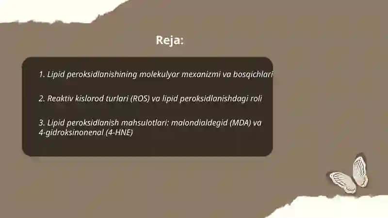 Lipidlarni peroksidlanishi va hujayra shikastlanishi patogenezdagi ahamiyati 2
