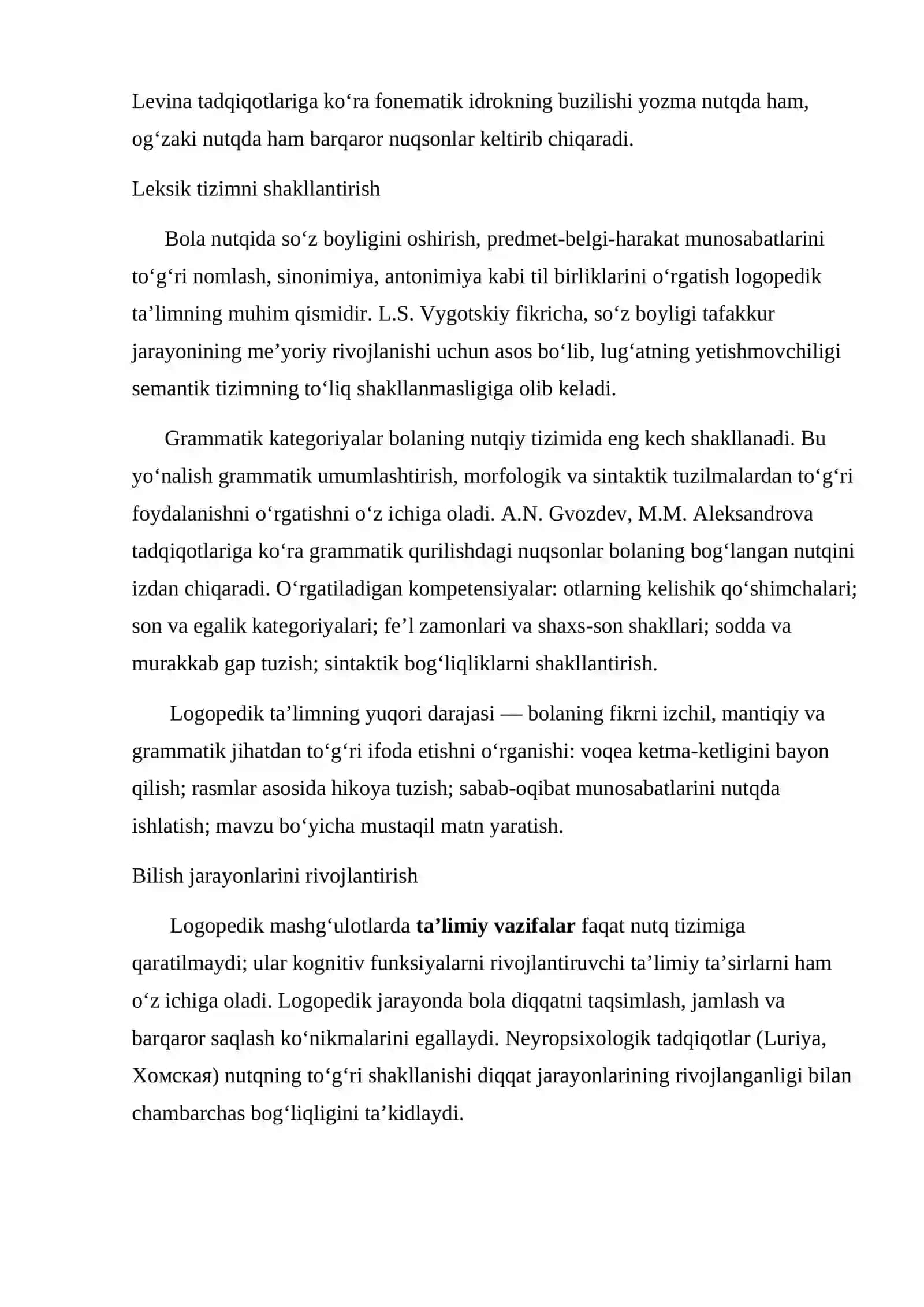 Logopedik mashg’ulotlarda ta’limiy, tarbiyaviy va rivojlantiruvchi vazifalar 2