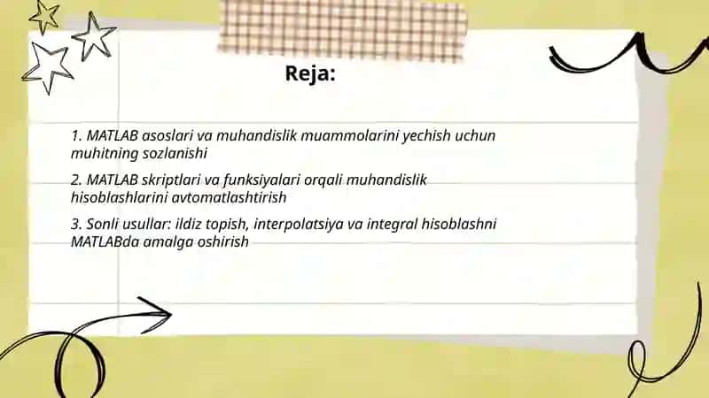 MATLAB yordamida muhandislik masalalarini yechish amaliyoti 2