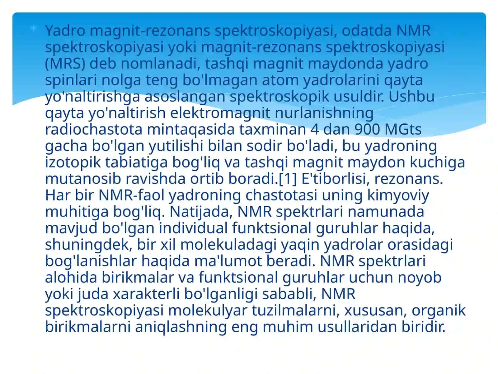 YADRO MAGNIT REZOMASI SPEKTROSKOPIYASI 2