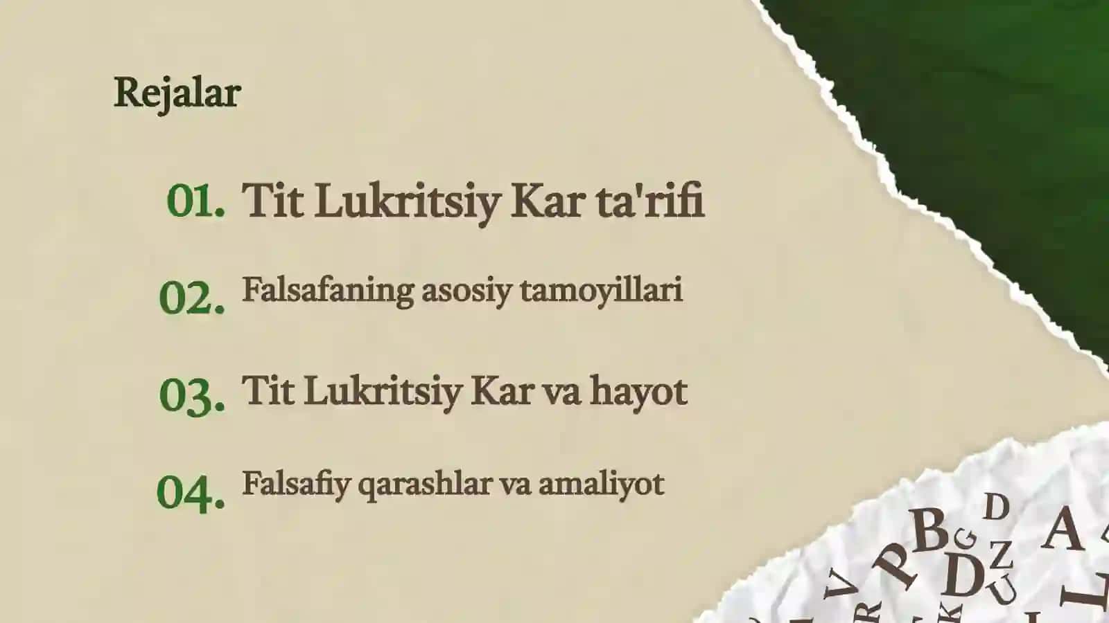 Tit Lukritsiy Kar falsafasi 2